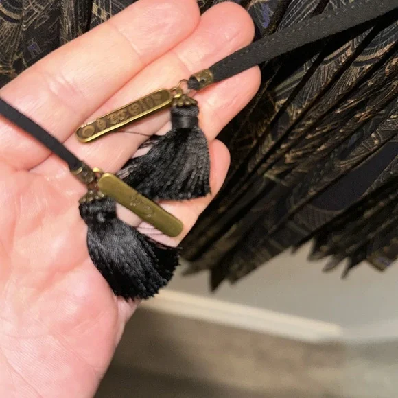 CAMILLA *Cobra King* black pleated double layer 2 pc Egyptian print dress top S - Picture 11 of 14